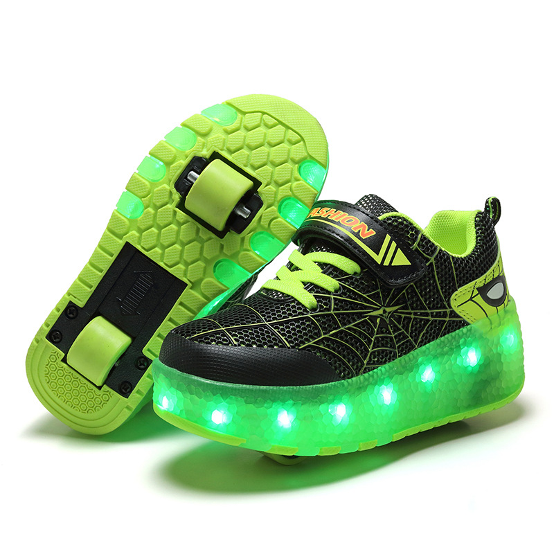 Picture of New USB rechargeable LED flashing lights heelloo shoes double wheels for boys and girls children shoes wholesale factory direct supply
