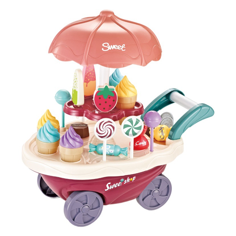 Children's Play Home Ice Cream Car Toy Girl 3-6 Years Old Simulation Cart Candy Car Birthday Gift Set
