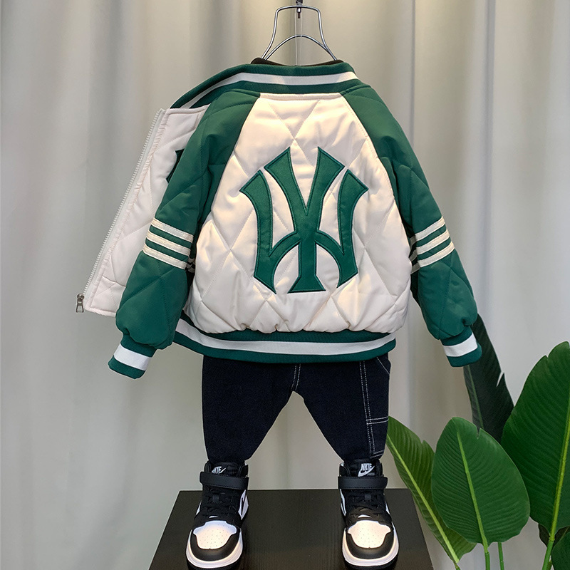 Picture of Boys' quilted jacket two-cotton spring and autumn children's thin velvet cotton-padded jacket 24 new boys' clothes boys' autumn baseball uniform