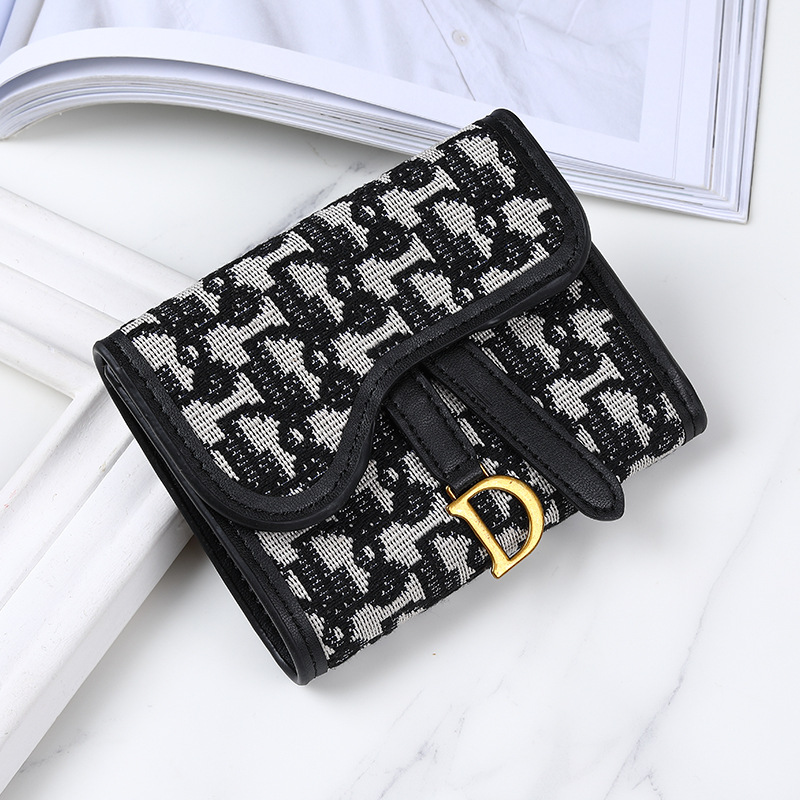 European and American Retro Small Wallet Women's New D-button Wallet Student Multi-functional Large Capacity Foreign Trade Cross-border Change Card Bag