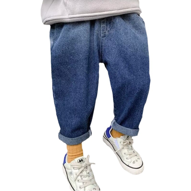 Children's jeans 2024 new autumn pants boys medium and big Children personality all-match loose trousers fashionable fashion pants