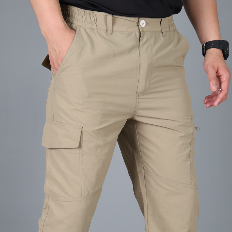 Picture of Summer Quick-drying Pants Men's Thin Outdoor Sports Mountaineering Crock Pants Loose Multi-bag Military Fan Tactical Charge Pants