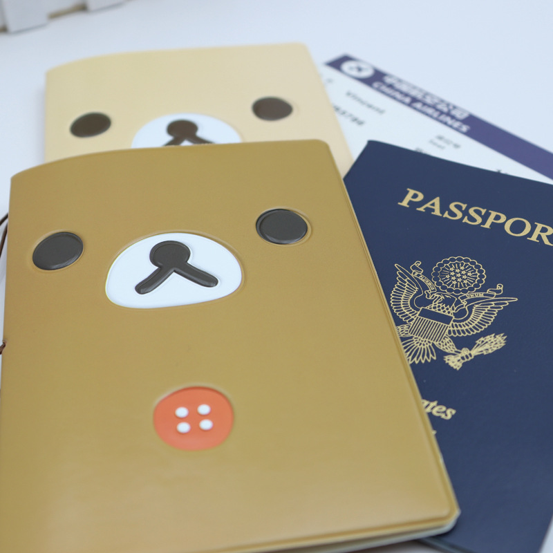 Picture of Rilakkuma Komatsu Bear Cartoon Chick Head Type 3D Stereo Passport Holder PVC Passport Holder Card Holder