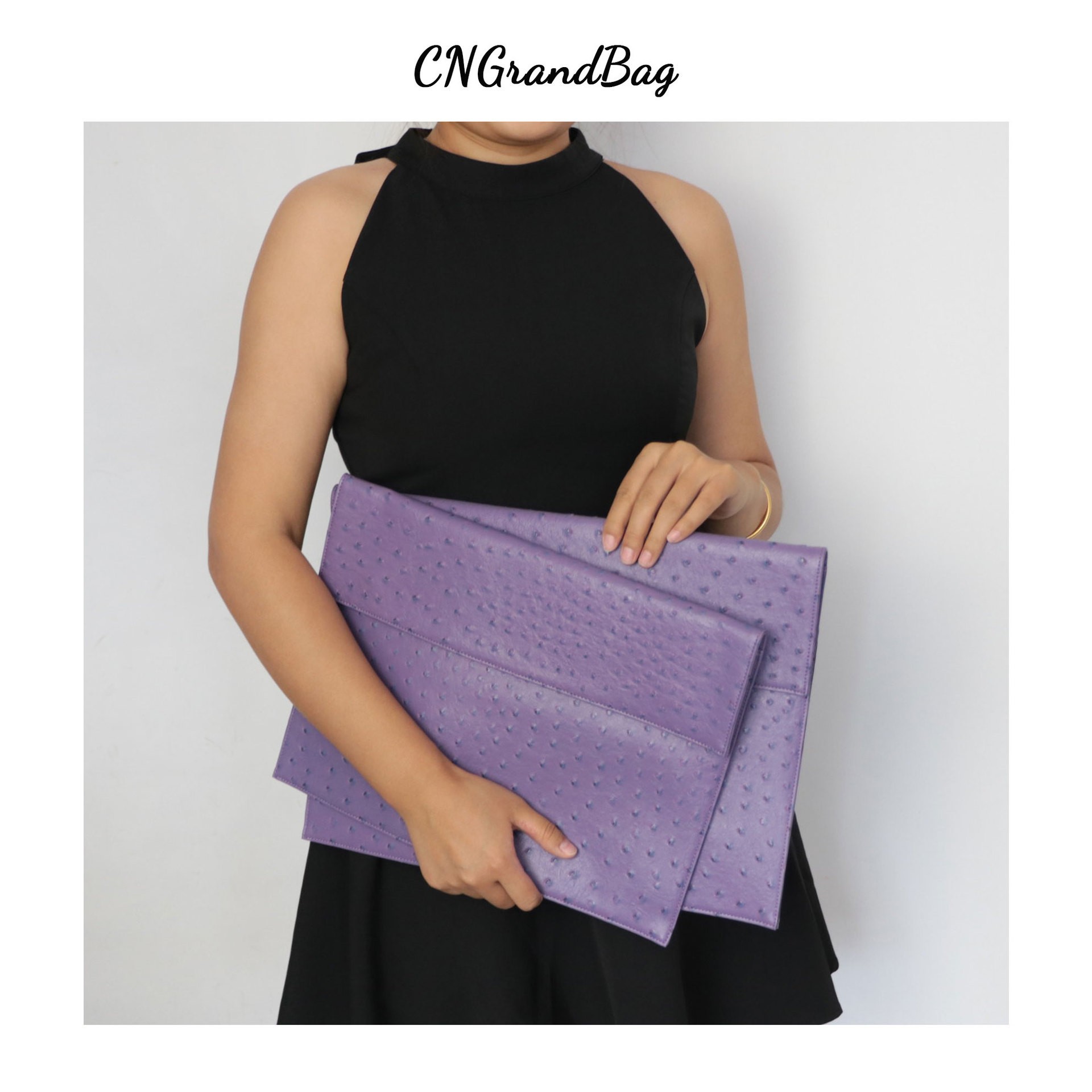 Picture of PU13/15 inch Apple laptop bag fashion ostrich pattern envelope bag business leather clutch sleeve bag
