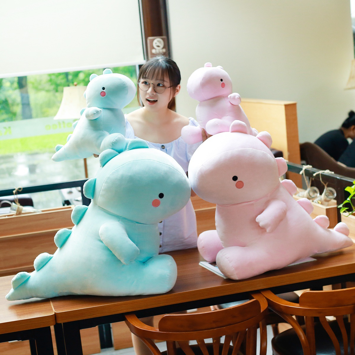 Picture of Cute Cute Down Cotton Doll Doll Blue Creative Soft Dinosaur Doll Sleeping Doll Pillow
