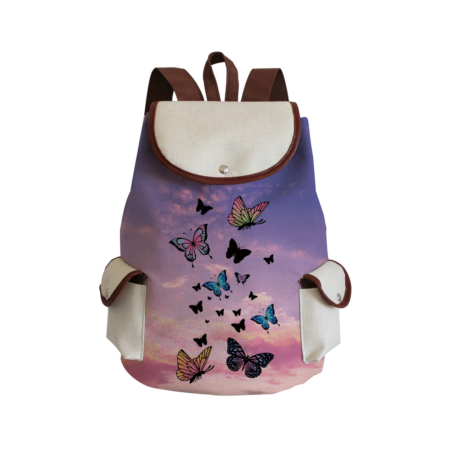 Picture of Cross-border Style Butterfly Printed Backpack ins Style Large Capacity Women's Multifunctional Backpack Portable Student Schoolbag