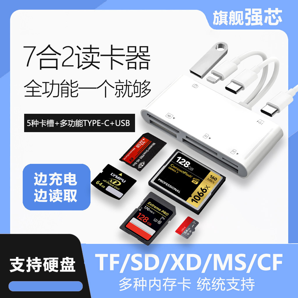 Picture of Mobile Phone Card Reader Three-In-One Adapter Multi-Function USB Extender Tfsd Memory Card Docking Station USB Hub