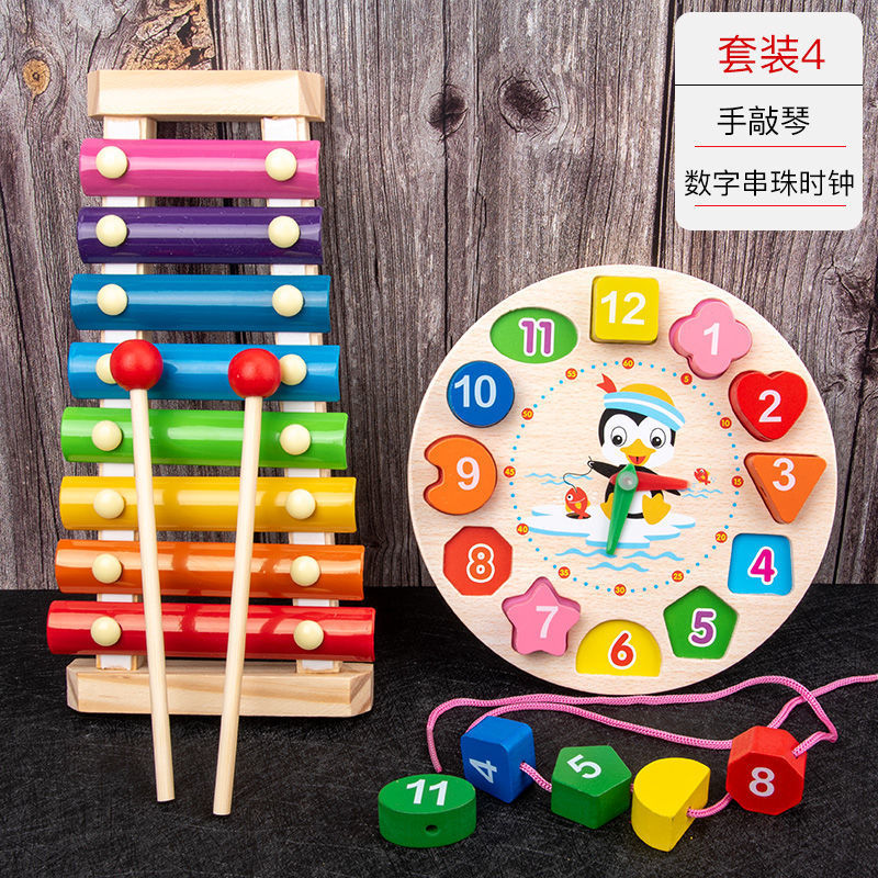 Picture of Percussion Musical Instruments Infants 0-1-2 Years Old Music Enlightenment Wooden Eight-tone Accordion Educational Music Toys