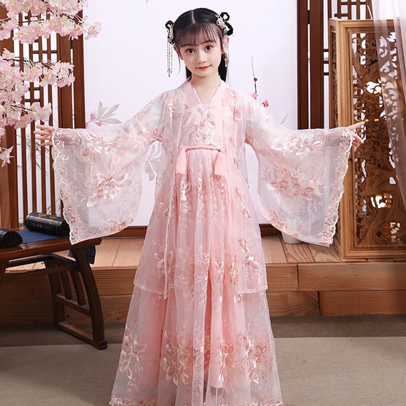 Picture of Hanfu Girl's Spring and Autumn Ancient Costume Chinese Style New Children's Costume Autumn Costume Ancient Style Spring and Autumn Super Immortal Girl's Tang Suit Spring Style