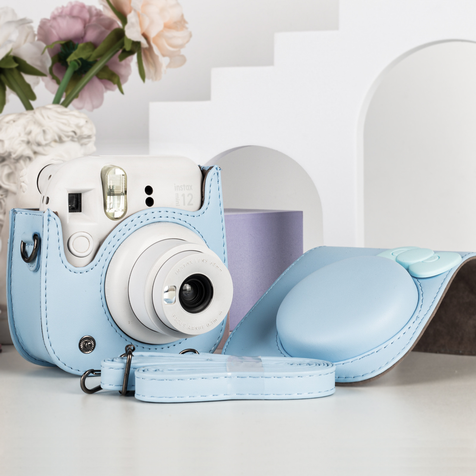 Picture of Suitable for Polaroid mini12/11/8/9 camera solid color bow storage bag can store photos slung