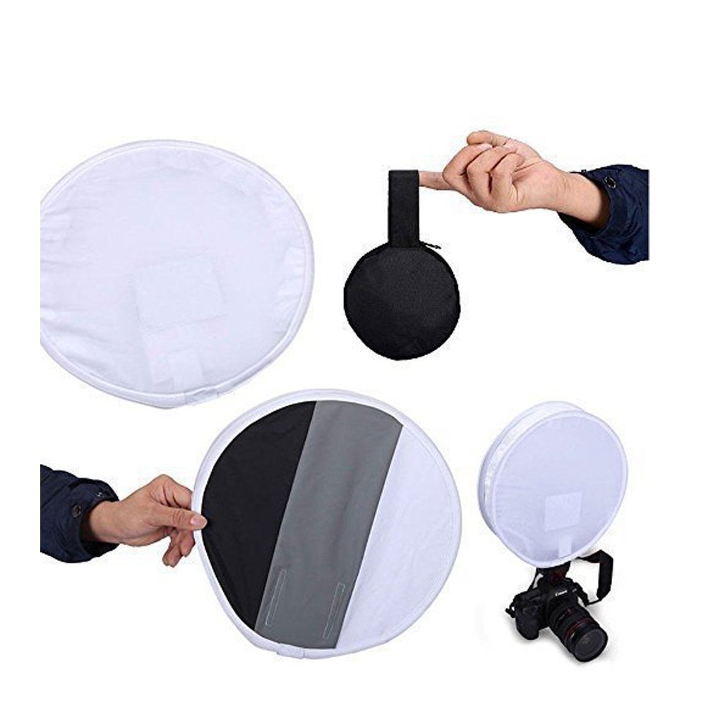 Picture of Camera Top 30/40 Flash Round Gray Card Soft Light Cover Black and White Cloth Cover Cone Type Soft Light Box Silver Whiteboard