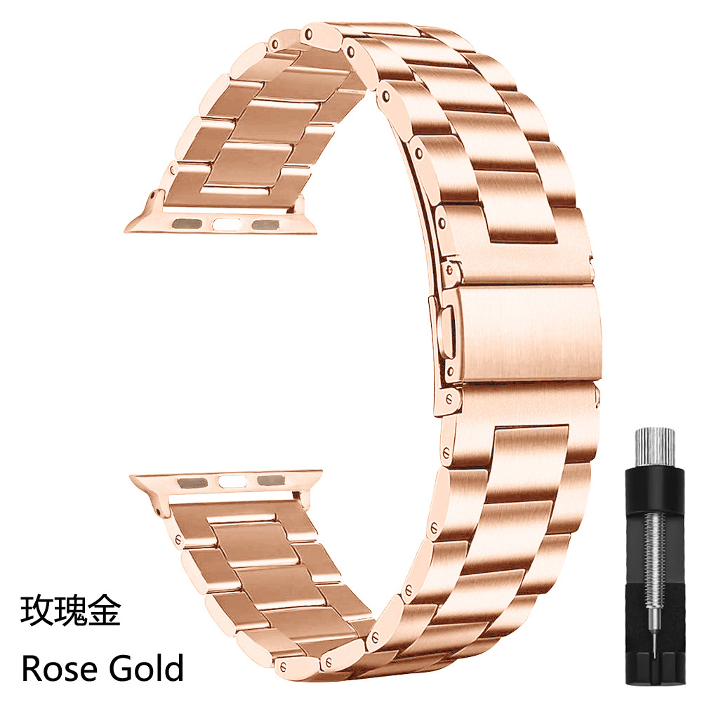 Picture of Suitable for Apple Watch Solid Stainless Steel Three-Bead Metal Business Strap
