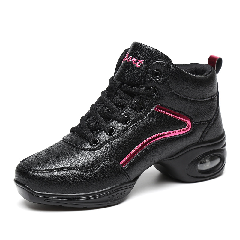 Picture of New Sailor Dance Shoes Women Dance Shoes Leather Adult Soft Sole Dance Shoes Middle Heel Boots High Top Square Dance Four Seasons