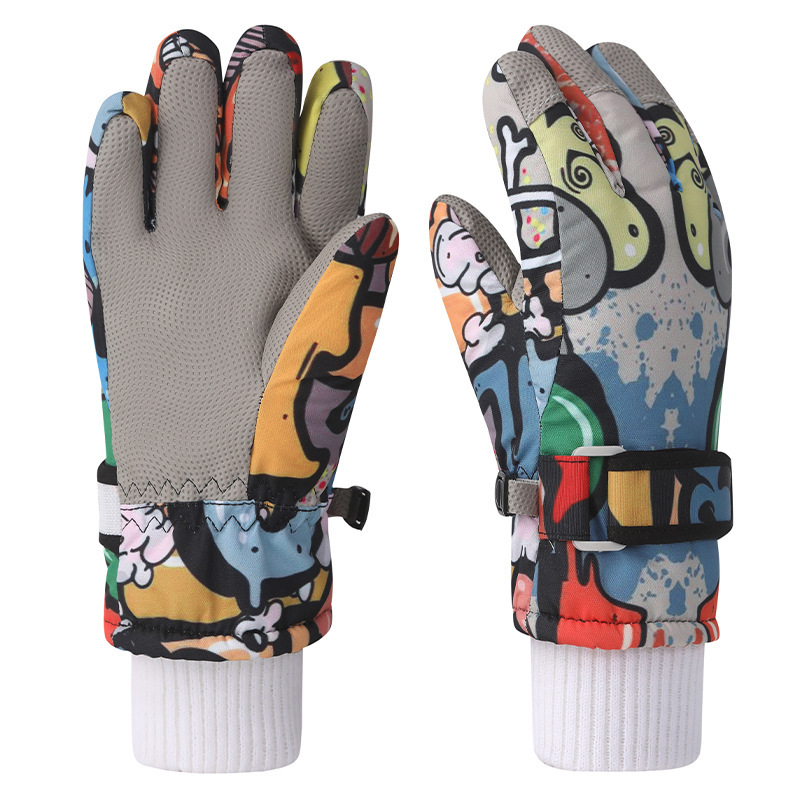 Picture of Children's Ski Gloves Waterproof Winter Warm Plus Velvet Thickened Boys and Girls Kidsren's Ski Special Anti-Slip Cross-Border