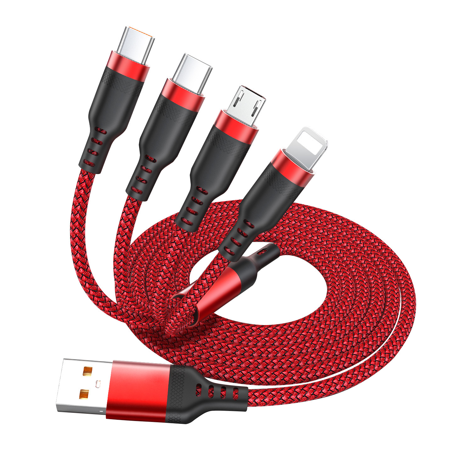 Picture of Four-in-one data cable dual typec for dual Apple Android oppo Xiaomi vivo Samsung extended charging cable