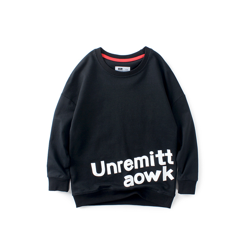 Picture of European-Style Children's Clothing Korean Version New Boys' Long-Sleeve Sweatshirt, Older Children's English Print Pullover Sweatshirt