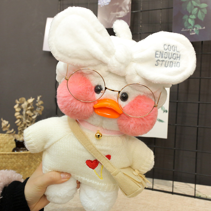 Picture of White ins Cyber Celebrity Hyaluronic Acid Duck Little Yellow Duck Plush Toy Hand Warming Pillow Doll Birthday Gift