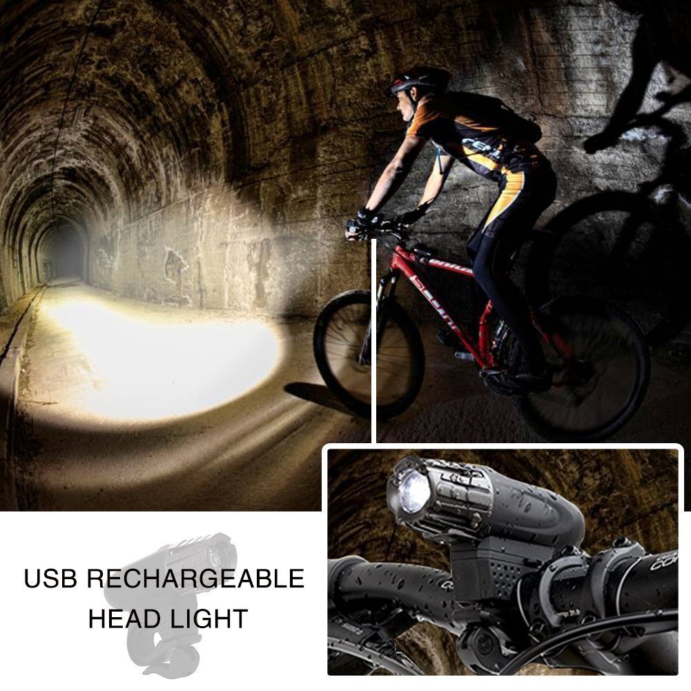 Picture of Bicycle light equipment USB charging warning light outdoor riding strong light headlight bicycle headlight