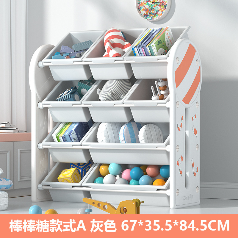 Picture of Children's Toy Storage Rack with Lid Baby Picture Book Bookshelf Organizer Box Multi-layer Storage Shelf Artifact Locker