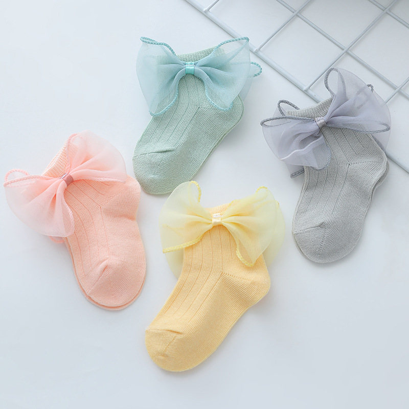 Picture of Baby Princess Socks Korean Fashion Girl Socks Children's Lace Socks Lace Bow Baby Cotton Socks Full Moon Photo