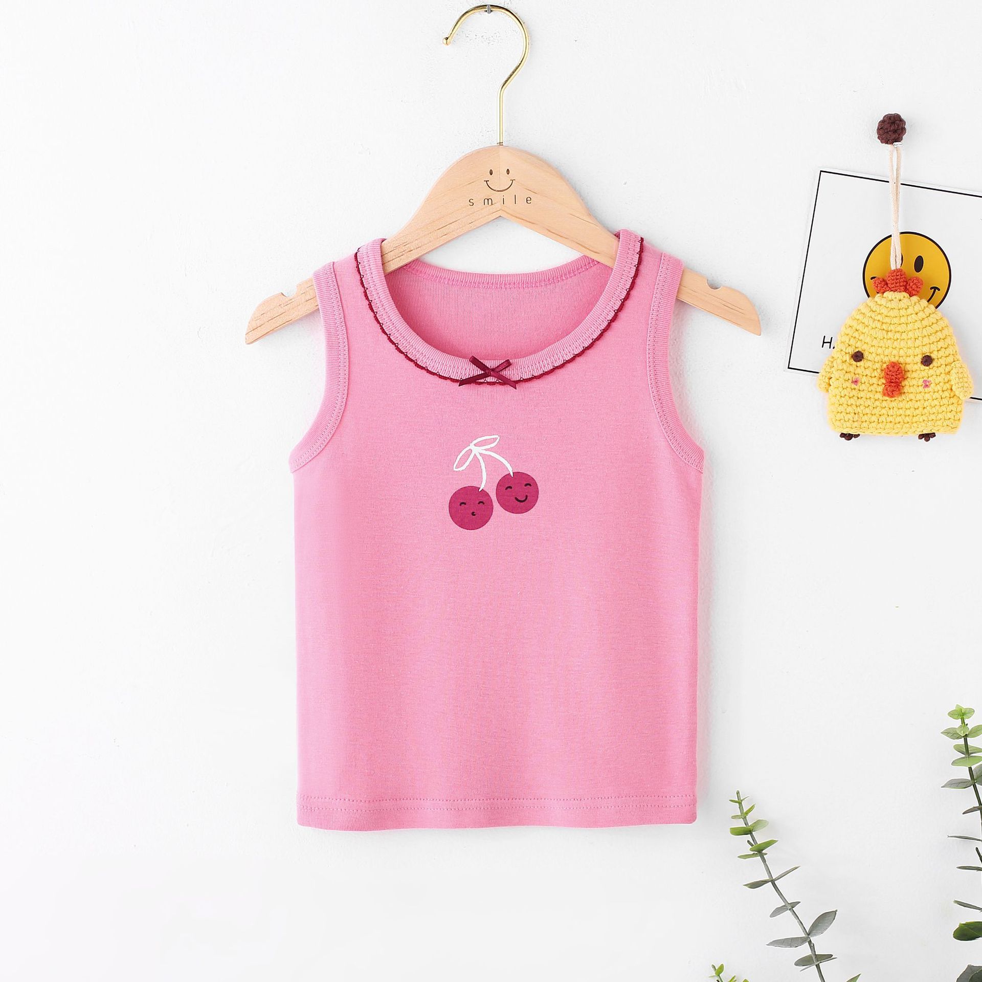 Picture of Children's Pure Cotton Vest Printed Ribbed Boys and Girls Summer Thin Sports Sling Outer Wear Bottoming Intimates for Small and Medium-Sized Kidsren