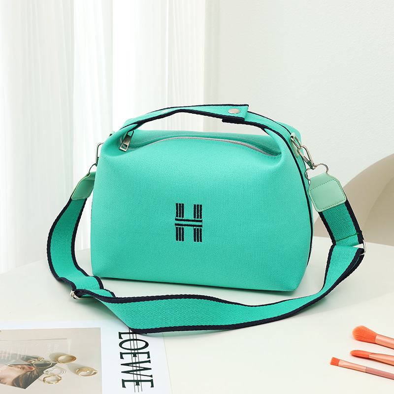 Picture of 2024 New Ins Women's Bag Solid Color Canvas Bag Large Capacity Simple Cosmetic Bag Korean Style One-Shoulder Artistic Crossbody Bag