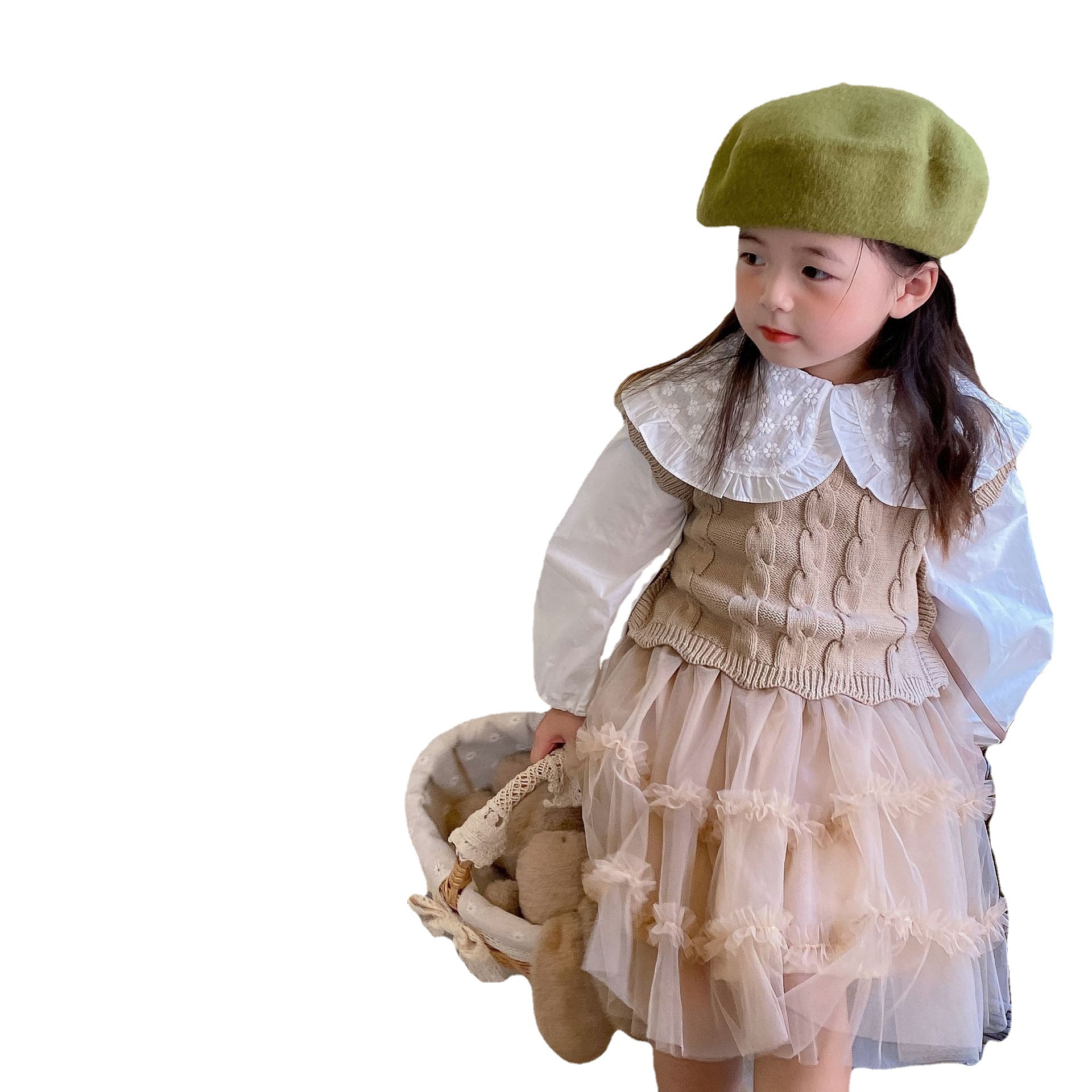 Picture of Girls' Wool Vest 2024 Autumn and Winter New Korean Style Girls' Ribbon Knitted Vest Western Style Baby's Waistcoat