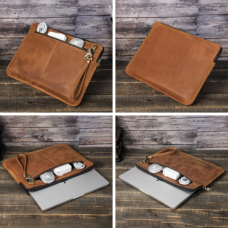 Picture of Suitable for new macbookpro14 protective case genuine leather apple laptop cowhide liner bag wholesale