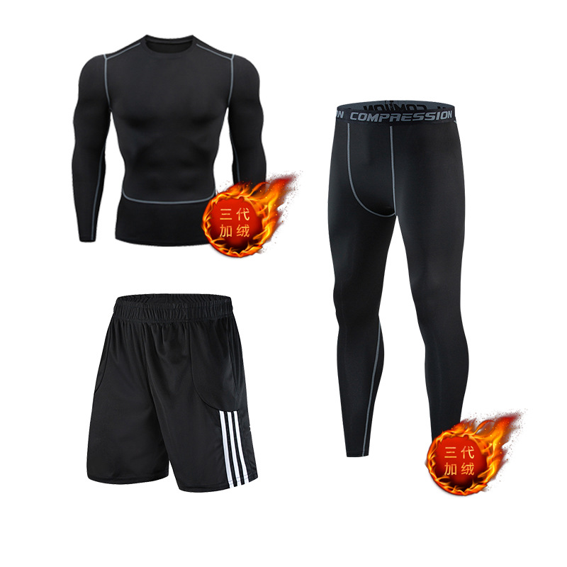 Picture of Fitness Clothes Running Clothes Men's Summer Ice Silk Quick-drying Clothes Equipment Training Hall Long-sleeved Physical Fitness Sportswear suit
