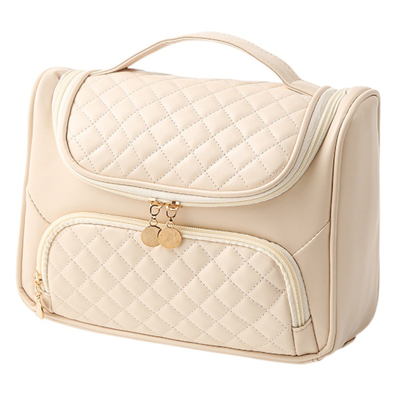 Pu Quilted Satchel Cosmetic Bag Large Capacity Satchel Waterproof Wet and Dry Travel Toiletry Bag Cross-Border Supply Wholesale