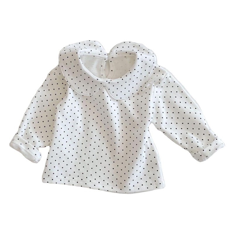 Baby T-Shirt 2025 Spring Clothing Kidsren's Doll Collar Long-Sleeved Bottoming Shirt Versatile Long-Sleeved T-Shirt Top Puff Sleeves