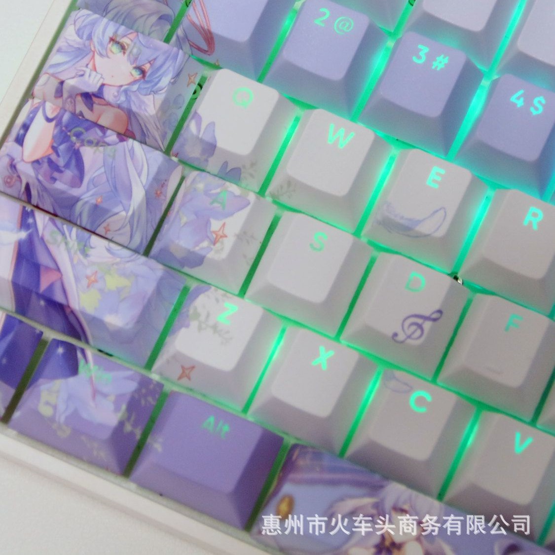 Picture of Robin keycap is engraved with light transmission sublimation PBT material secondary wife original factory side engraved with light transmission purple