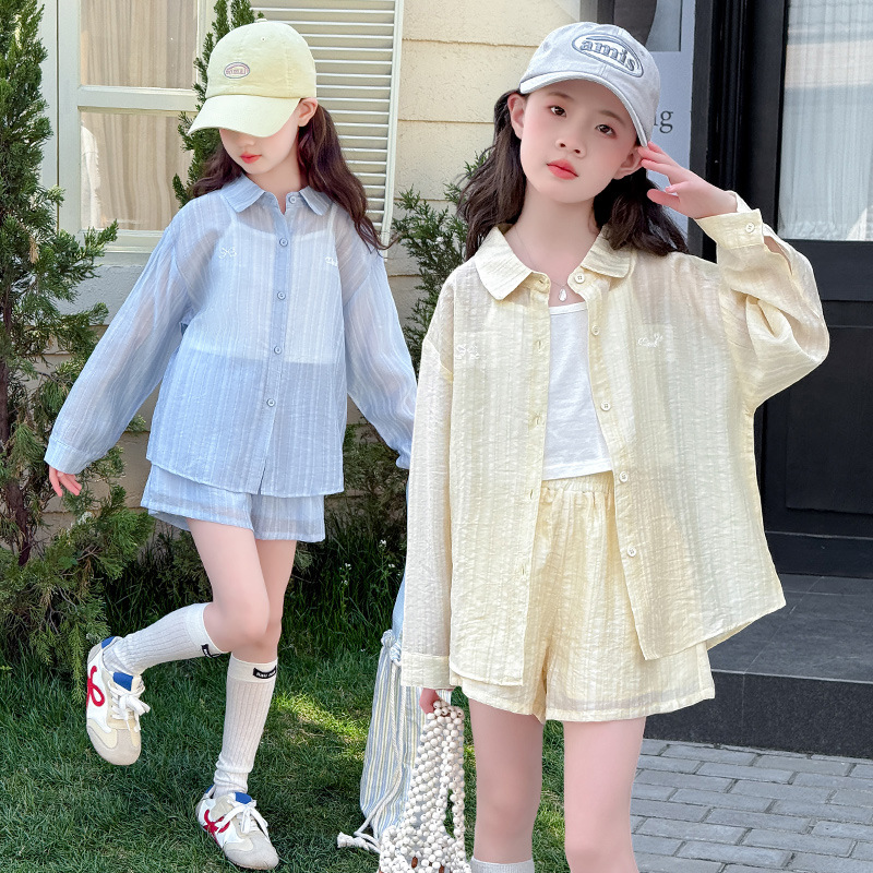 Picture of Girls' Summer Sunscreen suit 2025 New Fashion Casual Children's Sunscreen Clothing Summer Three-piece Fashionable Suit