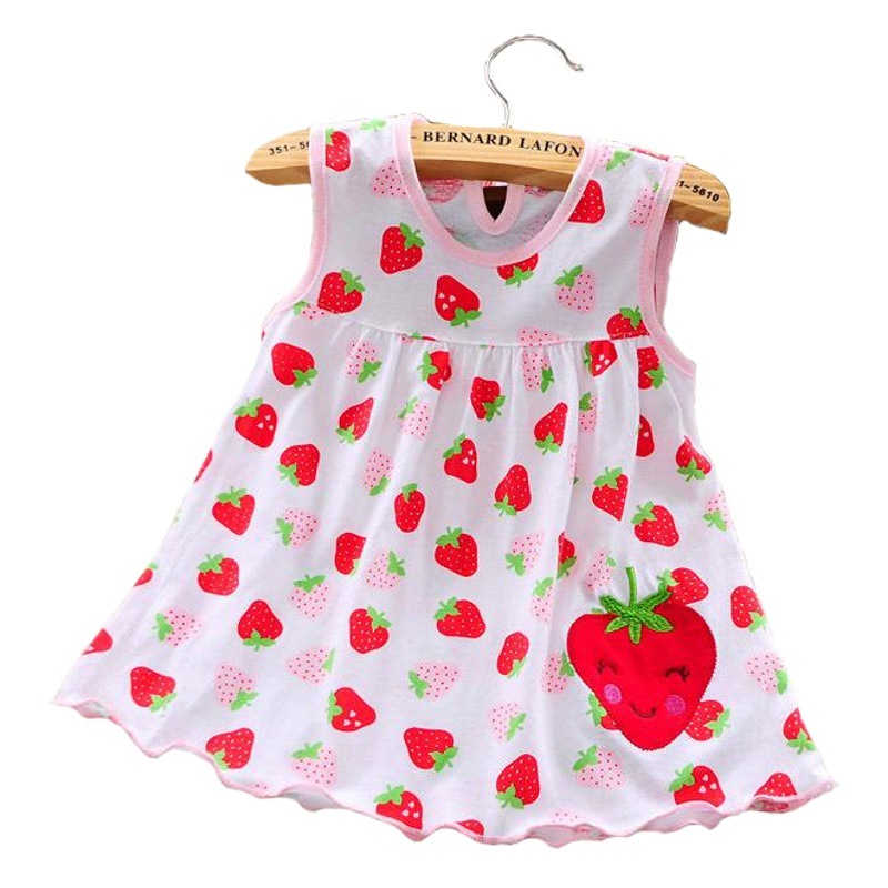 2025 Summer New Children Girls' dress Korean Style Cotton Baby Sleeveless Printed Vest Princess