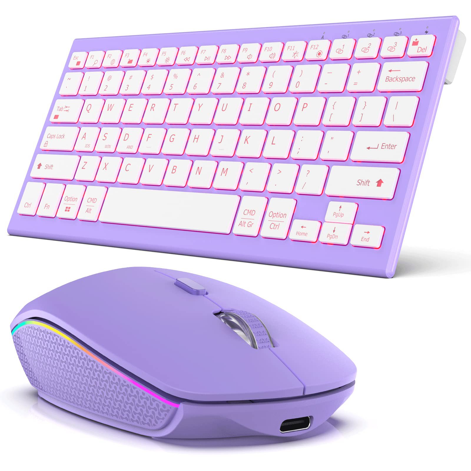 Picture of Ultra-thin backlit wireless keyboard and mouse 2.4g Rechargeable Bluetooth keyboard and mouse office set cross-border ebay Amazon