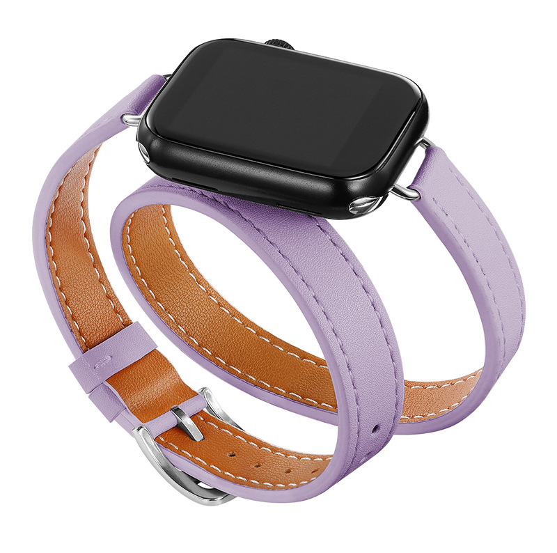 Picture of Suitable for Apple Watch Band Apple watch9/8/7/6/4 Slim-Fit Double-Circle Slim Waist Apple Leather Watch Band