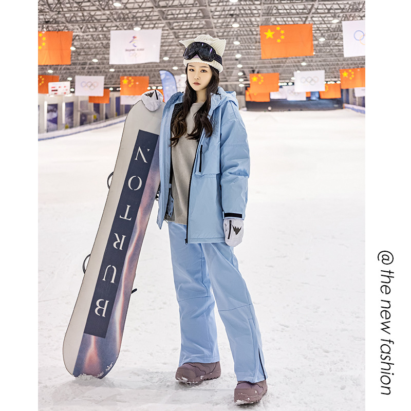 Picture of in stock Wholesale Snowboard Ski Suit Hooded Girls Bright Color Waterproof Warm fleece-lined Thickened Jacket Mountaineering Suit