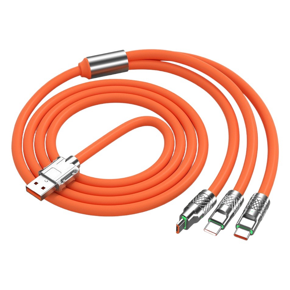 Spot Zinc Alloy Three-In-One Data Cable Type-C Super Fast Charging One-To-Three Data Cable Charging Cable Wholesale