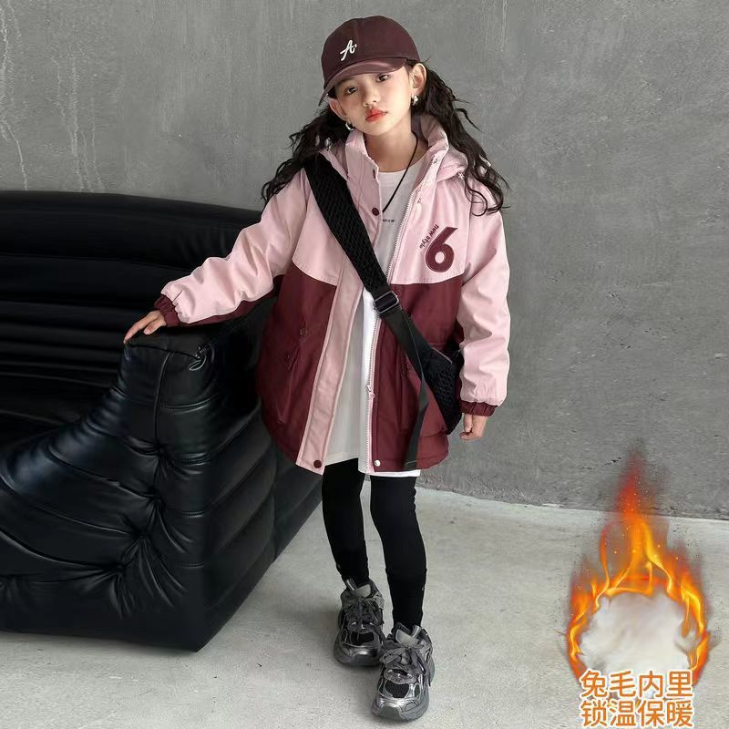 Picture of Girls' Winter Clothing Cotton-padded Coat 2024 New Western Style Children's Winter Thickened Coat Mid-length Girl's Big Boy's Charge Clothes Explosive