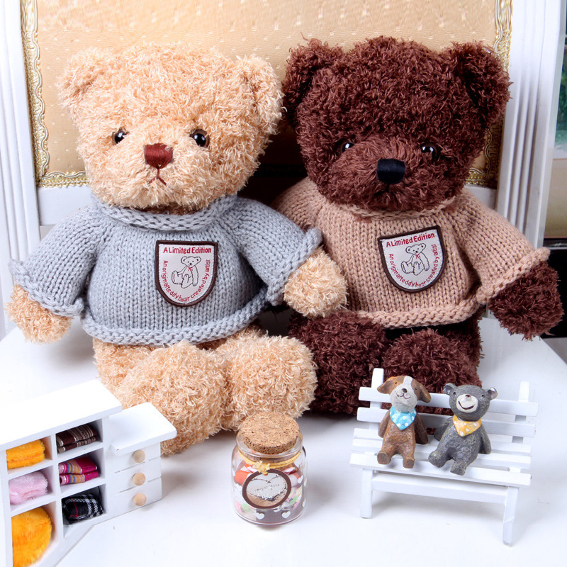 New recording bear plush toy retro sweater couple Teddy accompany bear confession doll manufacturers wholesale