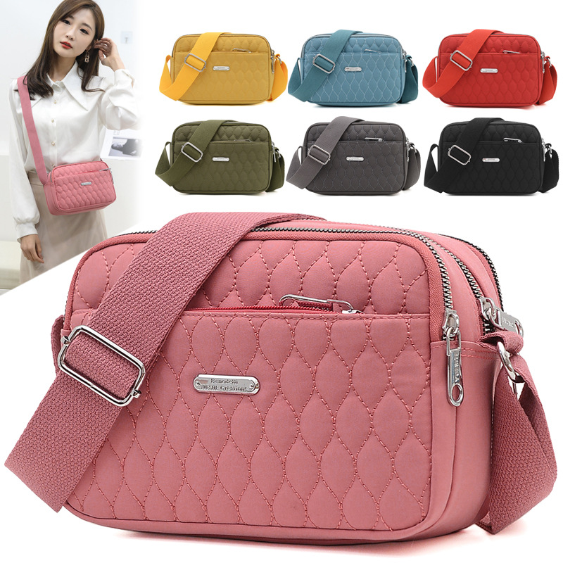Trendy Embroidery Shoulder Bag Lightweight Nylon Cloth Bag Large Capacity Outdoor Commuter Bag New Women's Crossbody Bag