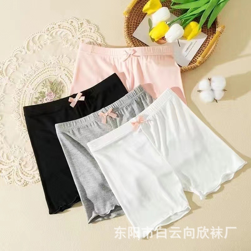 Picture of Girls Safety Pants Anti-Exposure Modal Bottoming Bow Three-Quarter Pants Summer Kidsren's Underwear Boxer Anti-Exposure