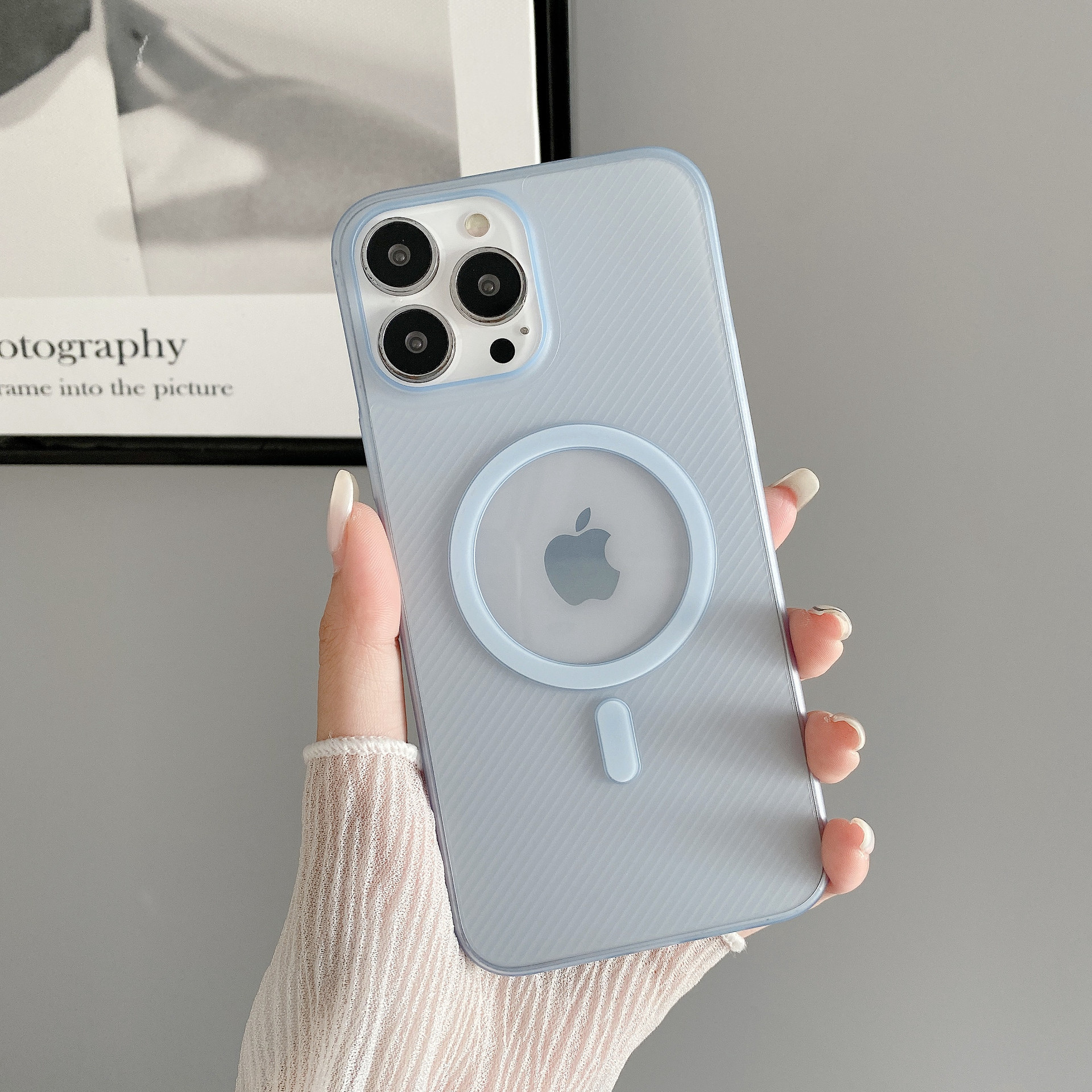 Picture of For Apple 16 Magnetic Attracted Frosted Phone Case iphone15 Simple Protective Case 14promax Ultra-thin 13 Twill