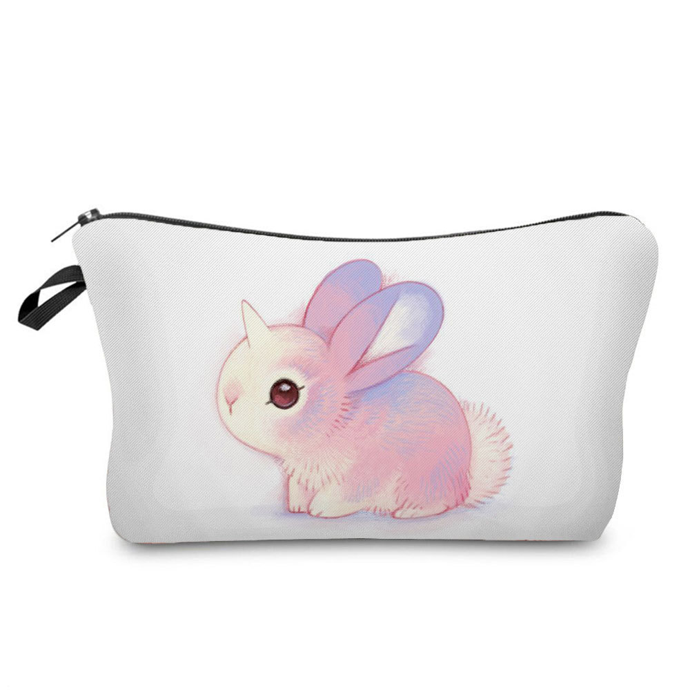 Picture of Trendy cartoon new rabbit printed cosmetic bag fashionable cute drop-resistant storage bag large capacity wash bag