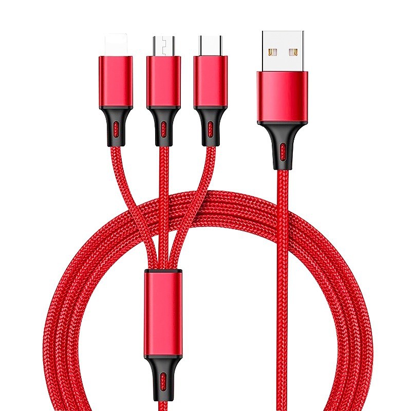 Picture of Factory wholesale one-to-three data cable for Huawei Android three-in-one data cable Apple fast charge gift logo