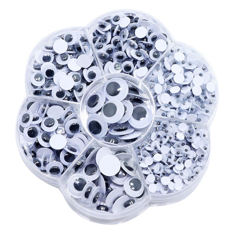 Cross-border Amazon plastic toy adhesive eyes black and white movable eye beads DIY accessories boxed handmade stickers material
