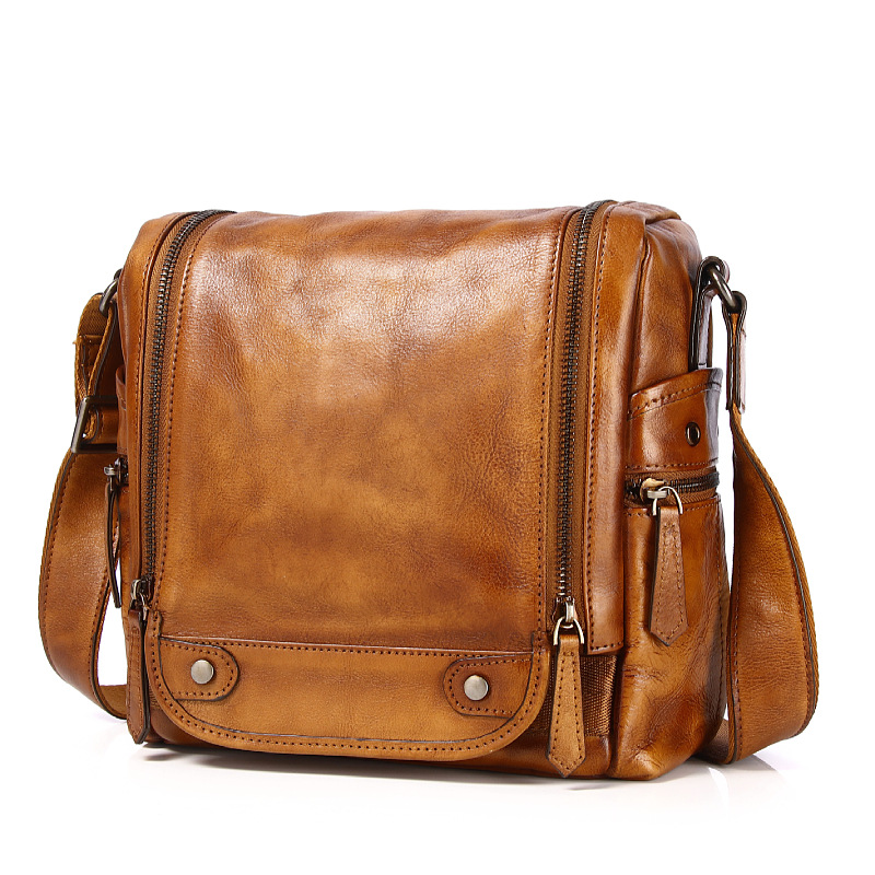 Picture of Summer New Retro Bag Top Layer Cowhide Men's Handmade Leather Bag Men's Genuine Leather Men's Bag Crossbody Bag Men's Shoulder Bag Men