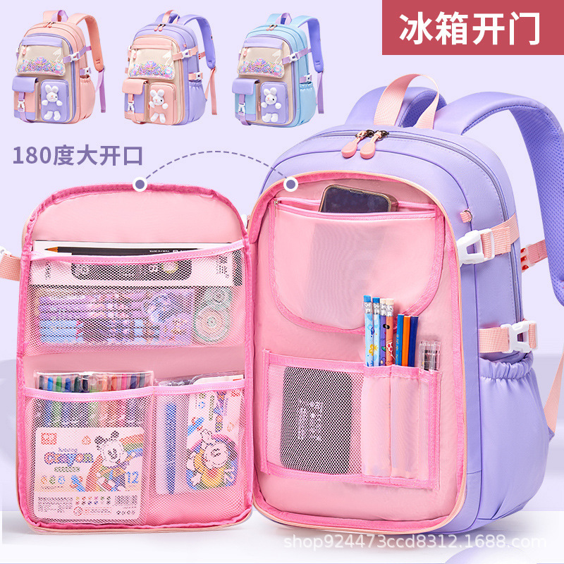 Picture of Schoolbag for Primary School Students Rabbit Refrigerator Opening Ridge Protector Backpack for Reducing the Weight and Waterproof Large Capacity Children's Schoolbag