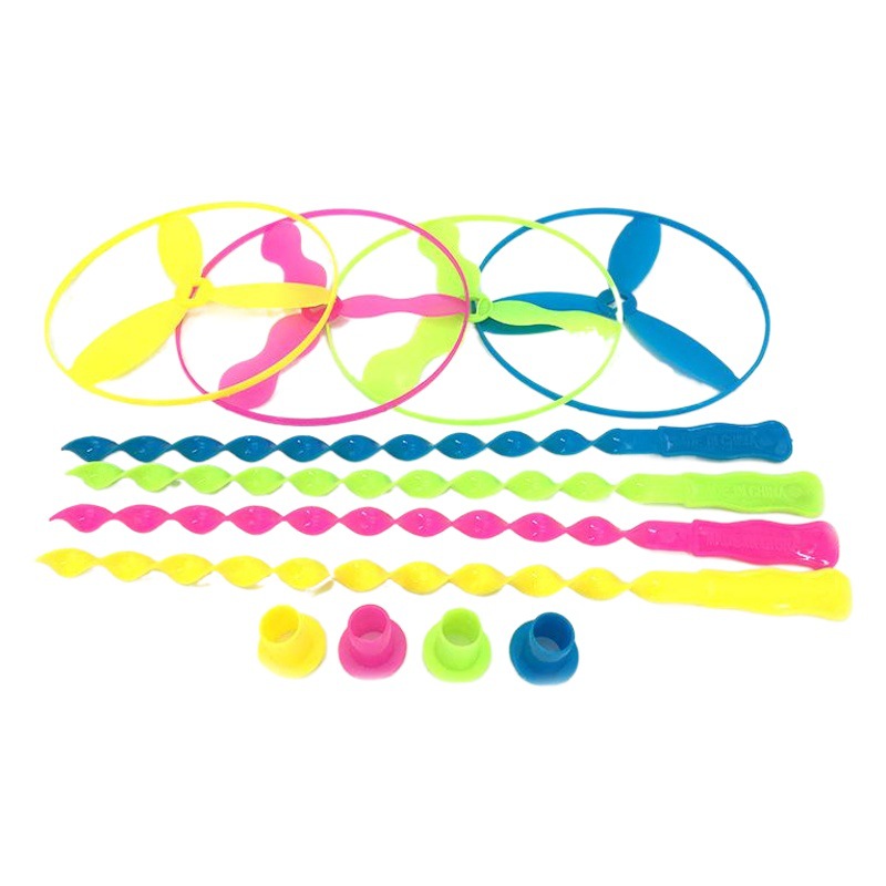 Hand-Pushed Ufo 13cm Medium Flying Fairy Educational Children's Toy Plastic Bamboo Dragonfly Street Stall Hot Sale Play