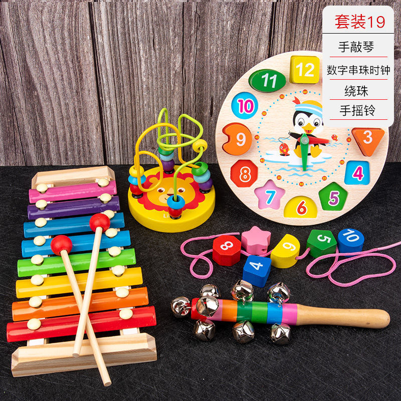 Picture of Percussion Musical Instruments Infants 0-1-2 Years Old Music Enlightenment Wooden Eight-tone Accordion Educational Music Toys